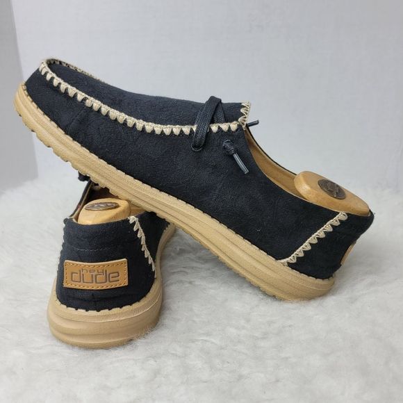 Hey Dude Wendy Crochet Black Slip On Moc Toe Women's Casual Shoes Size 11 - Picture 6 of 10